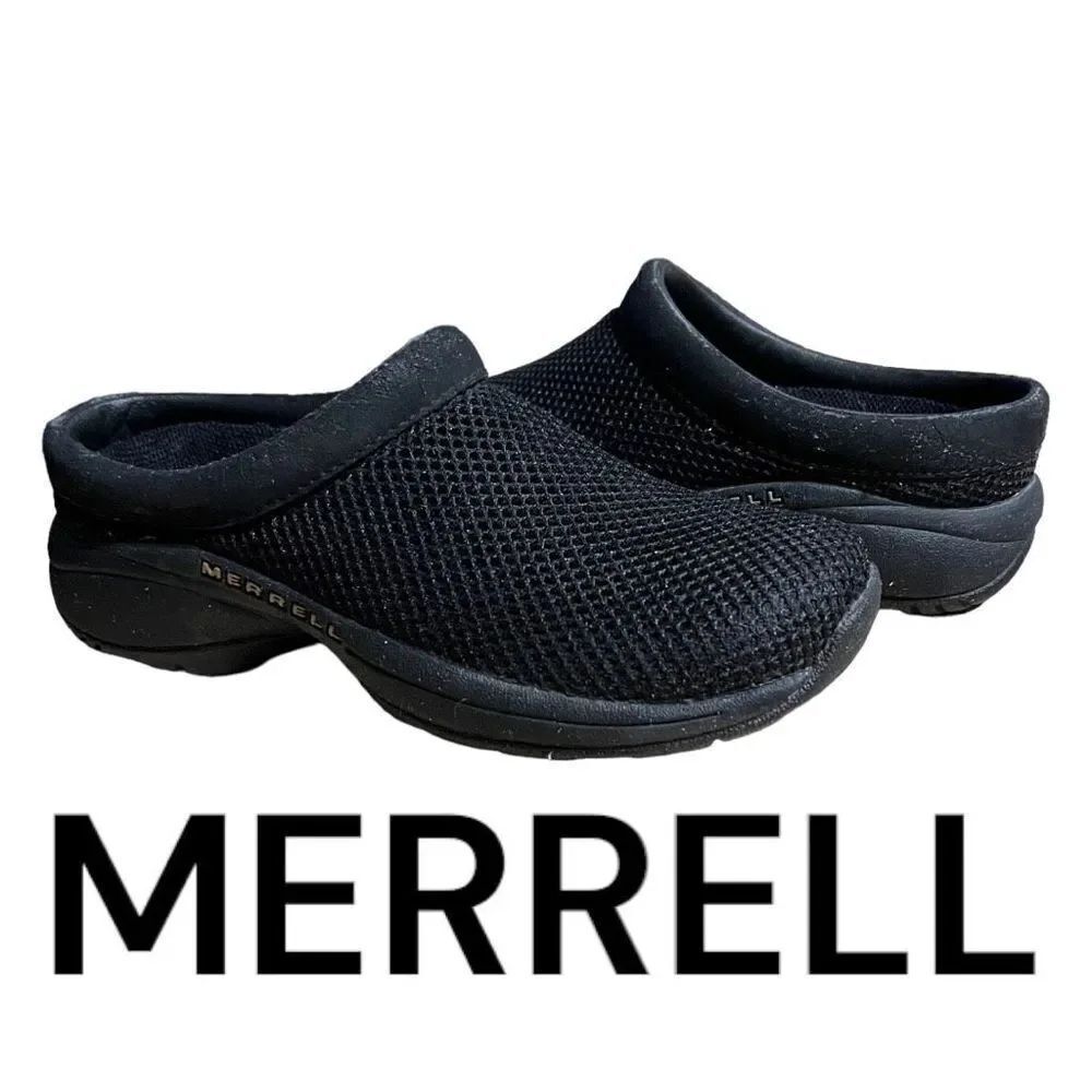 Merrell Womens Primo Breeze II Mesh Slip-On Slides Clogs Mule Shoes Black Size 5